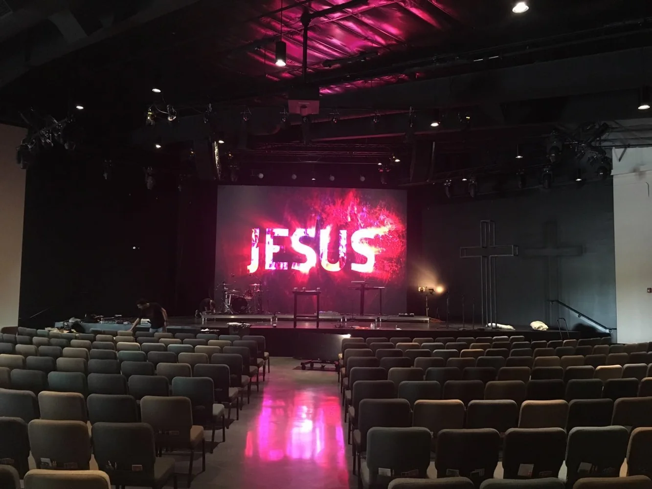 Indoor church LED wall application image from the RZ Series brochure