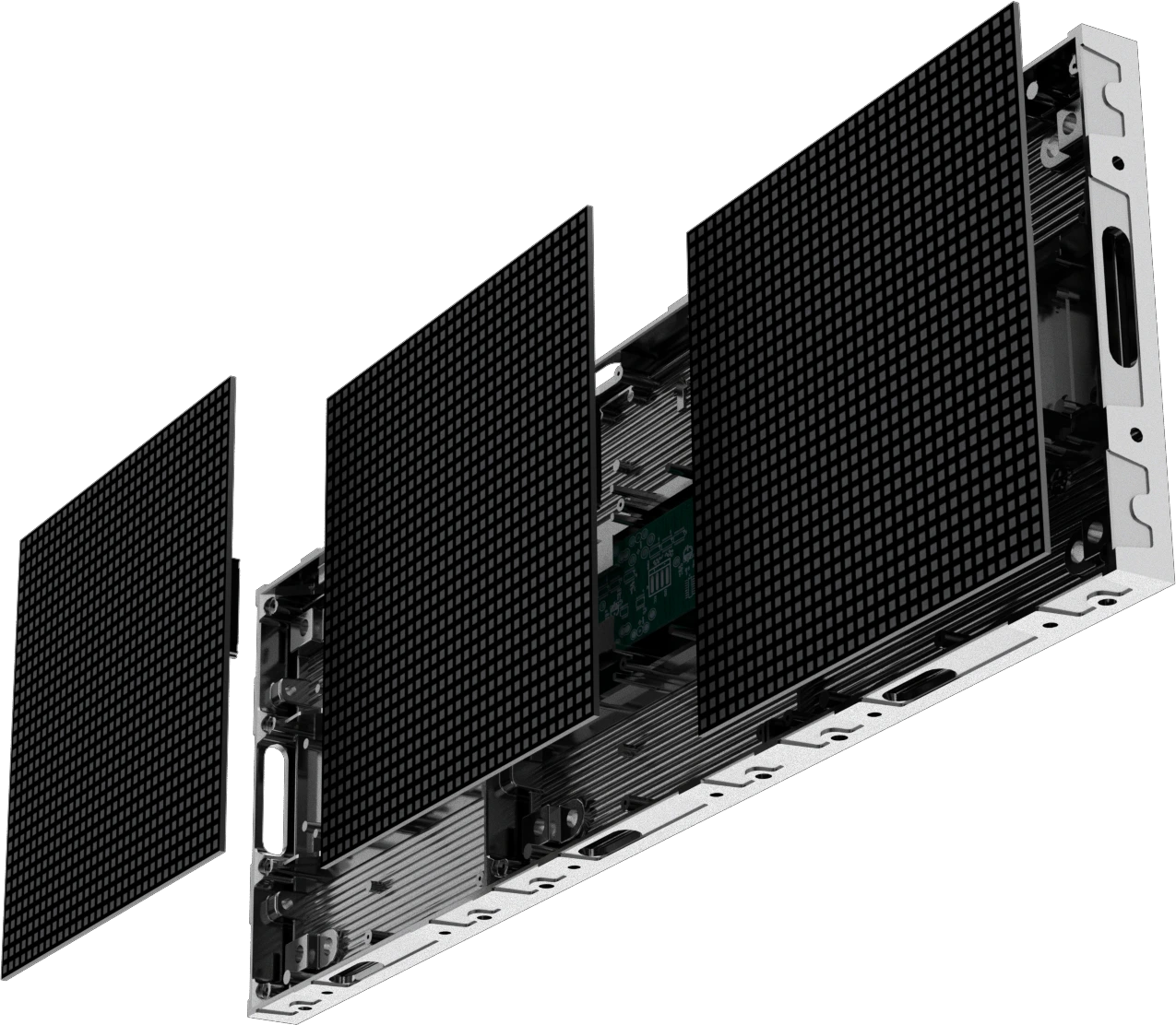 SF Series front-access LED modules separated from the cabinet